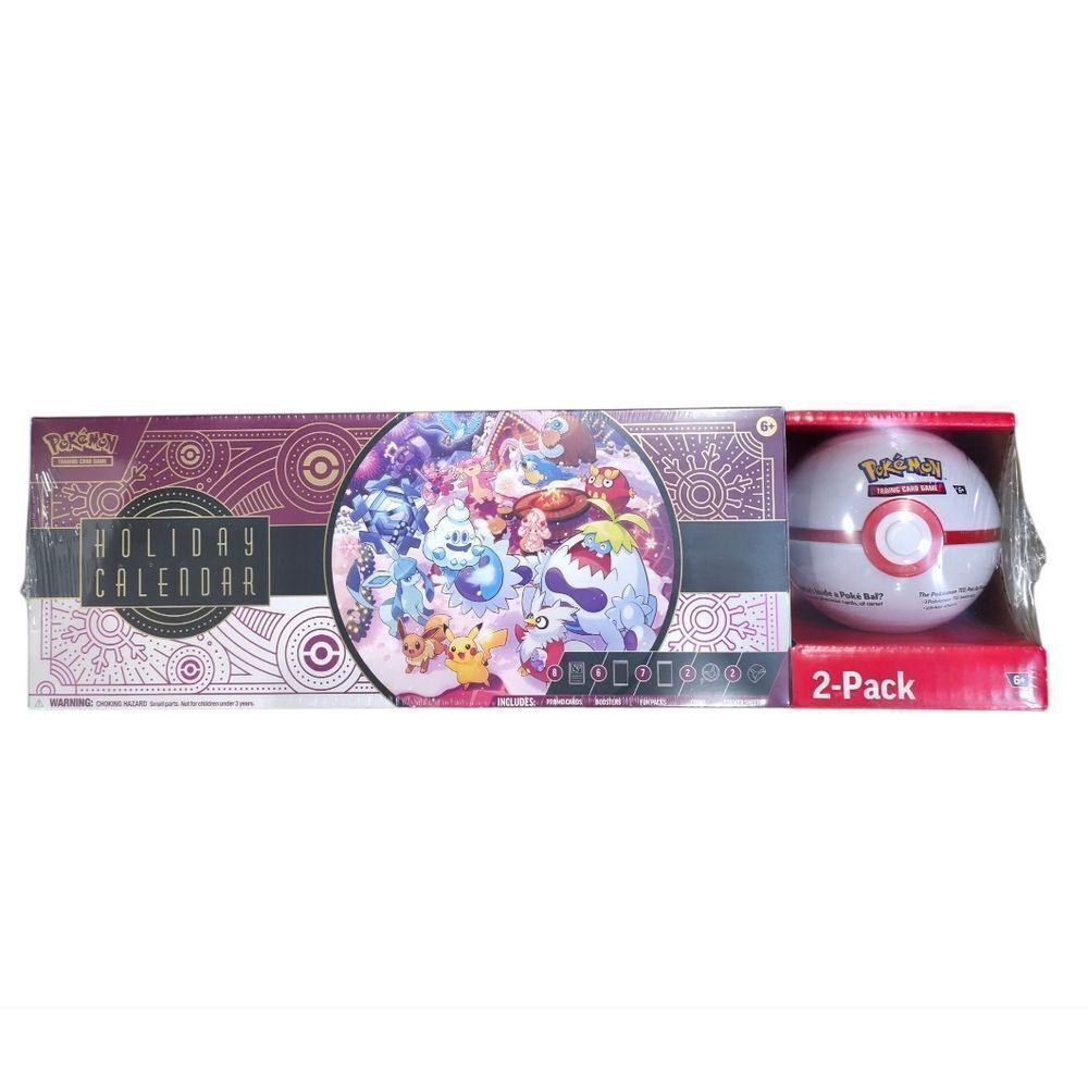 Pokemon Holiday Calendar Trading Cards Stickers And Premier Poke Ball Bundle New